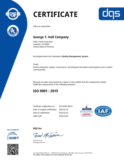 ISO 9001:2015 GTH Certificate